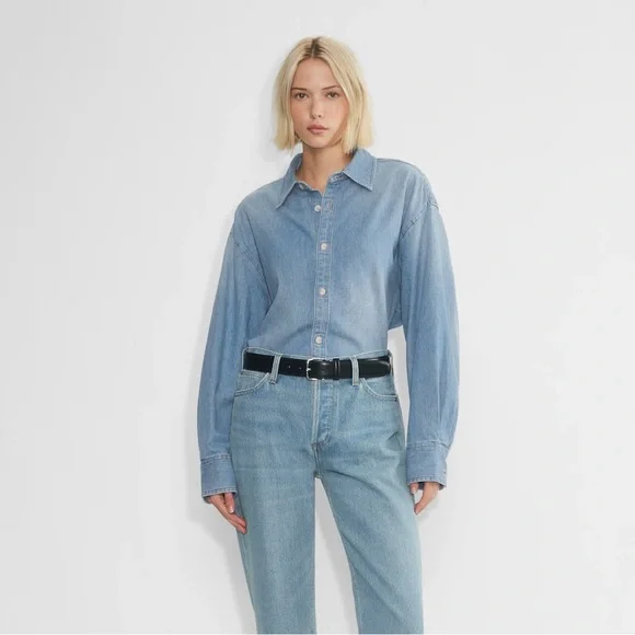 Aritzia Denim Forum The 90s Classic Denim Shirt 90'S Vintage Bleu Size XS - Picture 3 of 14